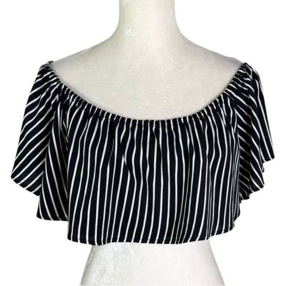 House of Harlow 1960 x Revolve Bree Striped Crop Top Black and White Size S - Picture 4 of 10